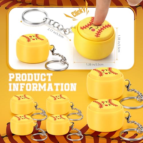 Kenning 12 Pcs Softball Clicker Fidget Keychain Bulk 3D Printed Fidget Toys for Stress Relief Softball Party Favors Team Gifts for Girls Coach Player Fans Goodie Bag Stuffers Back to School Gifts - style: Softball