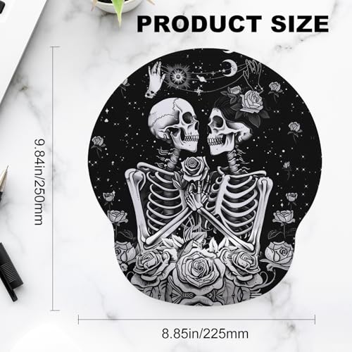 Skeleton Lover Mouse Pad with Gel Wrist Support, Smooth Surface Ergonomic Mouse pad, Non-Slip Pain Relief Desk Mat for Gaming, Work & Office Desktop - color: Skeleton Lover