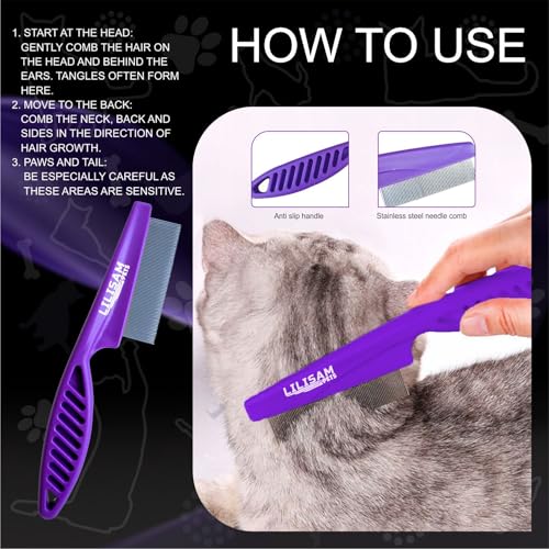 Pet Self Cleaning Slicker Brush and Grooming Comb - Gently Removes Loose Hair, Tangles, and Dirt - Skin Friendly Deshedding Grooming Tool for Hair Dogs & Cats - Pet Supplies Accessories (Purple) - color: Purple