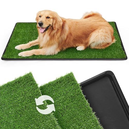 LOOBANI Dog Grass Pad with Tray - 45x29in for Potty Training | 2 Replacement Fake Grass Pads, Easy to Clean, Dog Litter Box, Balcony/Apartment/Indoor/Outdoor Use - size: Tray Potty 45*29inch