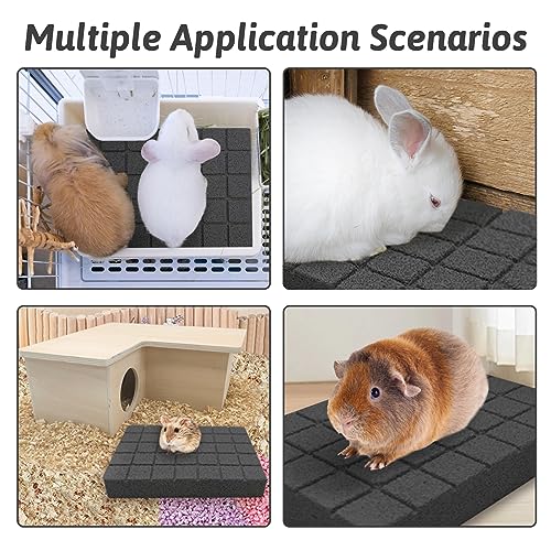 Hamiledyi Rabbit Scratch Foot Pads Bunny Grinding Claw Pad 4 PCS Small Animal Lava Grinding Teeth Stone Hamster Grinding Teeth Block for Guinea Pig Rat Gerbil Chinchilla Hedgehog - color: Black-4PCS