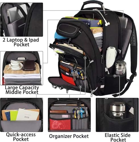 18.4 inch Gaming Laptop Backpacks,Big Capacity TSA Friendly RFID Anti Theft Pocket College Heavy Duty Computer Work bag for Men - color: Grey
