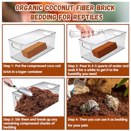 6 Pack Coconut Fiber Substrate, Natural Coco Coir Bedding for Reptiles Turtles, Tortoises, Snake, Hermit Crab, Gecko, Lizard, Bioactive Terrarium Soil for Humidity Control and Plant Substrate - color: 6 Pack