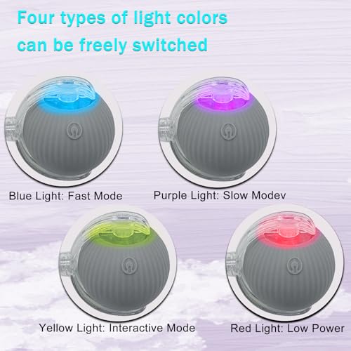 Interactive Cat Dog Toy Ball with LED Light, Automatic Rolling(Grey) | String Tail and LED Light Design, Motion Activated, Suitable for Interactive Indoor Pet Play and Exercise - color: Grey