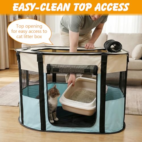 Portable Cat Playpen, Foldable Pet Tent with Carry Bag, 32 x 24 x 22 in | 360° Mesh Ventilation, 600D Oxford Fabric, Top Zip Access, 4 Tent Pegs, Indoor Outdoor Use - style: 32 x 24 x 22 inch