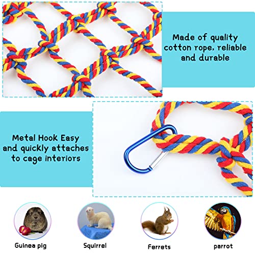 2 Pcs Rat Cage Accessories Rat Climbing Bird Rope Toys Net Pet Hanging Hammock for Hamster, Mice, Parrot, Bird, Sugar Glider, Ferret, Small Animals Habitat Decor and Play(11 x 7.8 Inch,Red, Yellow) - color: Red, Yellow