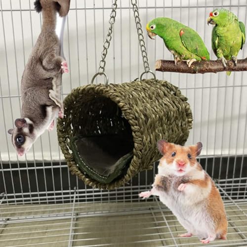 Leeko Pet Hammock Hamster Hanging Toy, 5 Piece Set House Hanging Bed Cage Toys for Small Animal Sugar Glider Squirrel Chinchilla Hamster Rat Playing Sleeping - size: 5 Pieces