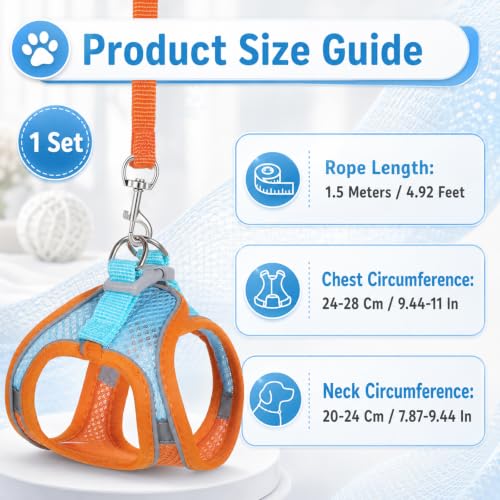 Rabbit Harness and Leash Set Adjustable Cute Bunny Collar | Small Pet Cute Vest Harness-Leash Double Buckle with Reflective Strips Pets Stuff for Rabbit Guinea Pig Duck Stuffed Animal