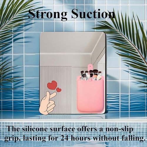 Reusable Compact Silicone Mouse Pouch for Laptop, Mouse Holder for Wireless Mouse, Mouse Sleeve for Laptop with Strong Suction for iPad/MacBook Use (Pink)