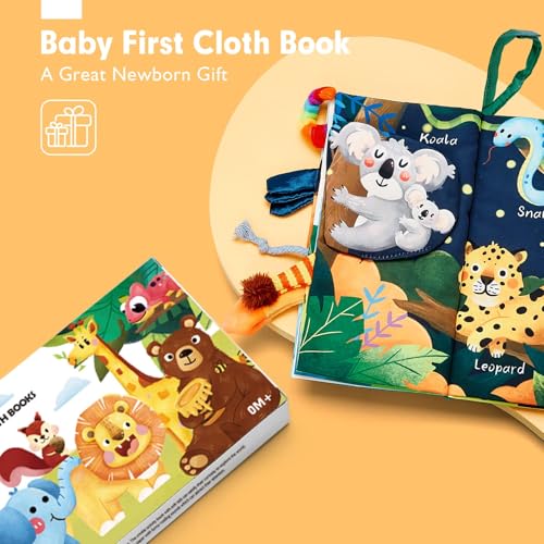 hahaland Baby Books 0-6 Months,Infant Tummy Time Toy Sensory Toys | 6 to 12 Months Touch Feel Book Travel Toy Gifts for Boy Girl 0-3 Month Baby Shower Birthday Easter Basket Stuffers 1PCS - style: A - Jungle - 1 Book