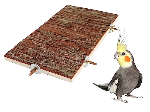 13.6 × 7.9 inch Large Bird Perch Stand Platform, Natural Wooden Small Animals Cage Accessories, Rectangle Stand Perch Shelf for Parrot Parakeet Cockatiel Rat Hamster Guinea Pig Conures Chinchillas - size: 13.6 × 7.9 inch