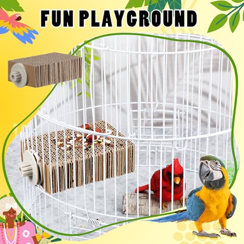 Skyygemm 3 Pcs Bird Chew Toys Parrot Perch Cardboard Platform for Cage Bird Paw Grinding Stand Parrot Cage Playground Exercise Toys for Macaws Small Parakeets Budgies Conure Cockatiel (Small) - size: Small