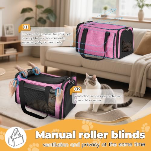 YUDODO 2 Packs 25 lbs Soft Sided Pet Carrier for Large Cat & Small Dog | Airline Approved, Lightproof Breathable Design, Side Pockets, Durable Mesh, Foldable and Portable, Pink+Lake Blue - color: Pink*1+Lake Blue*1