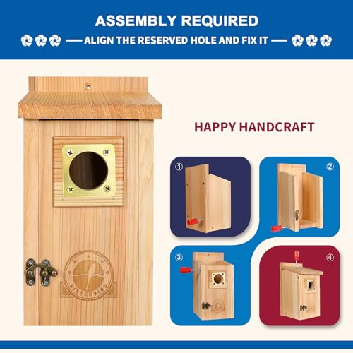 SISTERBIRD 2 Pack Bird Houses for Outside Clearance with Copper Guard, Cedar Bird House Outdoor, Bluebird Finch Swallow Wren Chickadee Assembly Required - color: Burly Wood & Copper-colored --2PK