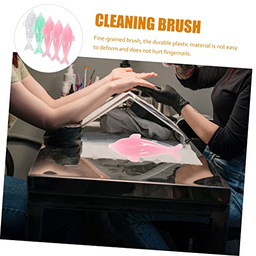 5pcs Toenails Dolphin Tools Brush Whale Women Color Nails Cleaner Handle Art Blush Brush: Kids Plastic Powder Cleaning Supplies Cleansing Scrubber Remover Nail