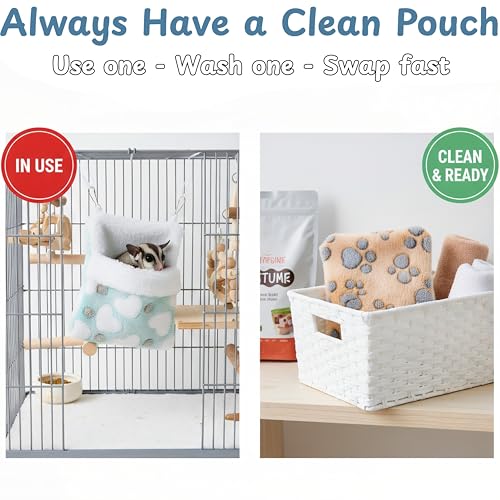 Sugar Glider Sleeping Pouch Cage Accessories, 2pcs Hanging Warm Comfortable Sleeping Pouch Bag, Sugar Glider Hideout Habitat Decoration Cozy Cage Accessories, Nest Bed For Small Animals (Bed) - color: Bed