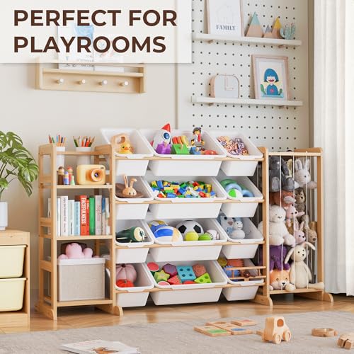Toy Storage Organizer with Bookshelf and Stuffed Animal Storage - Kids Playroom Organization with Shelves and 12 Toy Bins - Toddler Living Room Toy Box for Lego - Nursery Bedroom Decor Essential - color: White, size: 55.2"W,3 Shelves,12 Bins