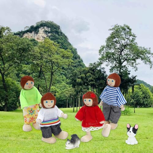 ONEST 10 Pieces Wooden Dollhouse Family Set Mini People Figures Sets Dollhouse Dolls Wooden Doll Family Pretend Play Figures Accessories for Pretend Doll House - style: Household Style