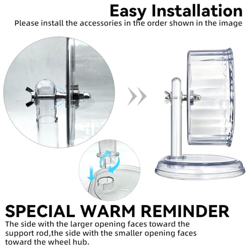 Silent Hamster Wheel,7.1 Inch Quiet Spinner Syrian Hamster Running Wheel,Anti-Skid & Adjustable Stand for Gerbils, Rats, or Other Small Pets,Transparent - size: 7.1 inch