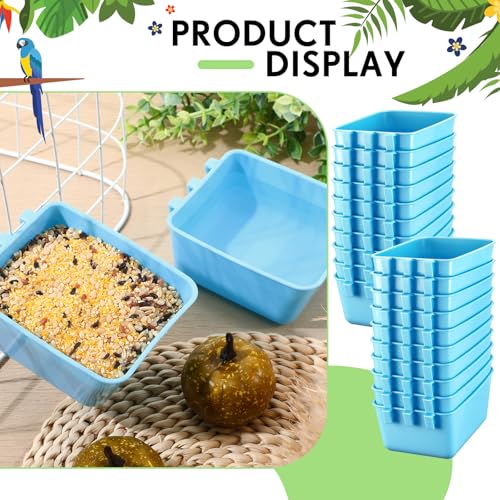50 Pcs Cage Cups Chicken Feeder Cups 16 oz Hanging Bird Food Water Bowl Bunny Cage Feeding Dish for Pet Parrot Rooster Parakeet Poultry Pigeon(Sky Blue) - color: Sky Blue