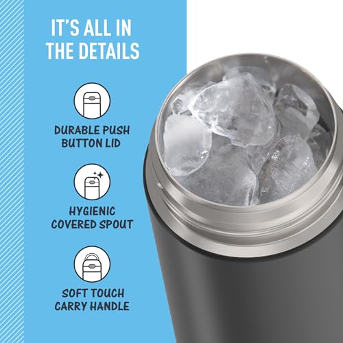 THERMOS FUNTAINER Water Bottle with Spout, 16oz, Black Matte | Kids Stainless Steel Insulated Water Bottle, Keeps Drinks Cold Longer for School & Play, BPA-Free - color: Matte Black, size: 16 Ounces