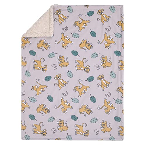 Disney Lion King Ivory, Teal, Sage and Gold Simba Future King Super Soft Sherpa Baby Blanket - color: Lion King - Future King