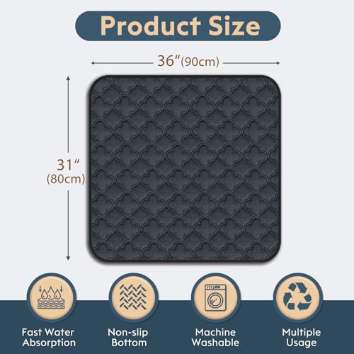 FunFurry Washable Puppy Pads - 2 Pack Reusable, Waterproof Training Pads, Guinea Pig Cage Liner with Non-Slip Backing (Dark Grey, 31" X 36") - color: Dark Grey, size: 31" X 36" - 2 Pack