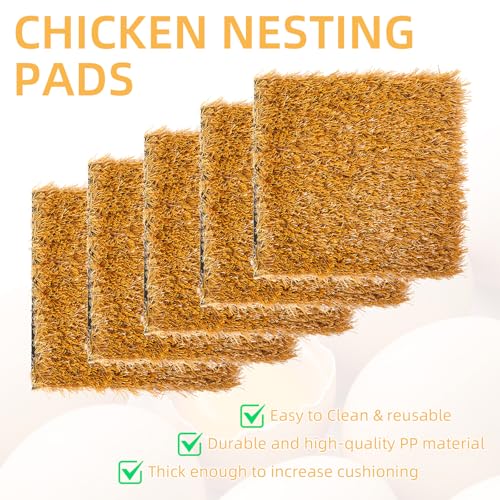20Pcs Chickens Nesting Pads Set, Washable Artificial Grass Nesting Pads, Reusable Laying Eggs Bedding for Chickens Coop, 12 x 12 x 1.2 Inches, Brown - color: Brown