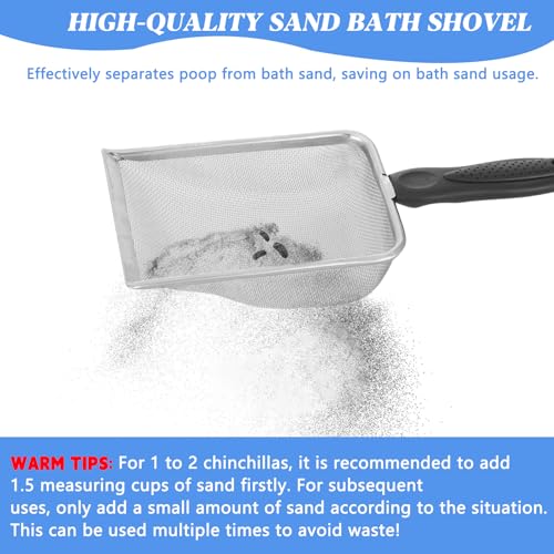 Large Chinchilla Sand Bath Container Kit Plastic Chinchilla Dust Bath Tub with Sand Cup and Sand Shovel Large Opening Clear Hamster Shower Room for Hedgehog Guinea Pig Squirrel Small Animals
