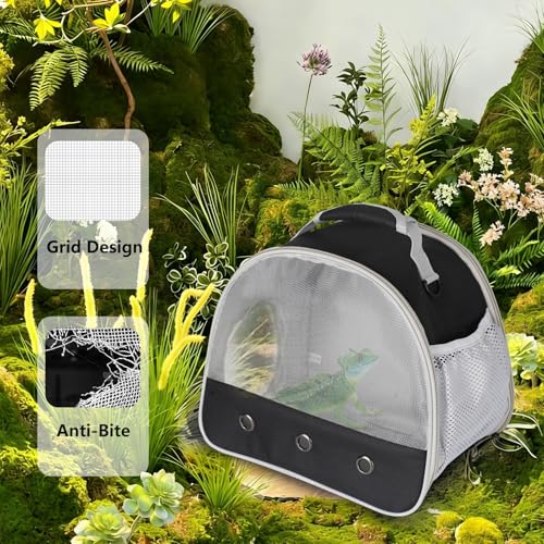 Ventilation Carrier for Bearded Dragon,Guinea Pig Carrier,Guinea Pig Carrier for 2,Reptile Travel Carrier for Lizards Sugar Glider Hedgehog Rat Parrot Birds,Airline Approved Black - color: Black