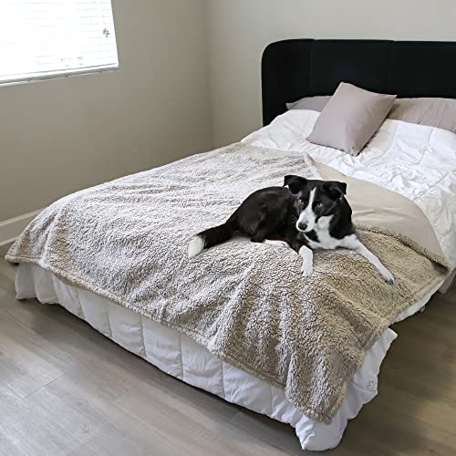 Kritter Planet Waterproof Reversible Pet Blanket for Dogs and Cats | 60 x 80 Inch, Waterproof Cover for Sofa and Bed, Washable Protection Against Fur, Dirt, Scratches and Everyday Messes - color: Camel/Taupe, size: 80"x60"