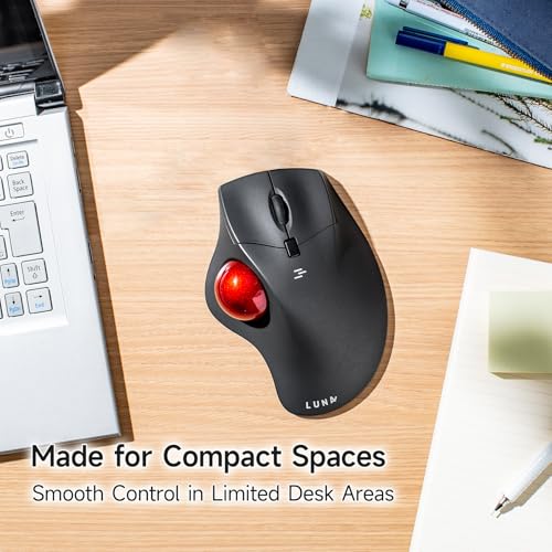 SANWA 2.4G Wireless Ergonomic Trackball Mouse, Optical Rollerball Mice, Programmable Silent Buttons, 40mm Trackball, 600/800/1200/1600 Adjustable DPI, Compatible with MacBook, Laptop, Windows, macOS - style: 2.4GHz Wireless
