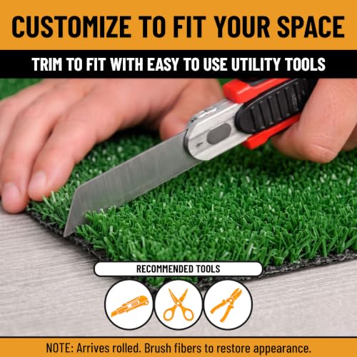 Ottomanson Artificial Grass Runner Lite 31" x 22' | Fake Grass for Pathway, Side Yard & Patio Border, Outdoor Turf Runner with Drainage Holes, UV Resistant - size: 22-ft