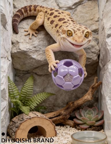 9 Pack Reptile Play Balls and Plant for Bearded Dragons Leopard Geckos | BPA‑Free, Wear‑Resistant Polished Burr‑Free Edges, Faux Foliage with Weighted Bases for Reptile Terrarium