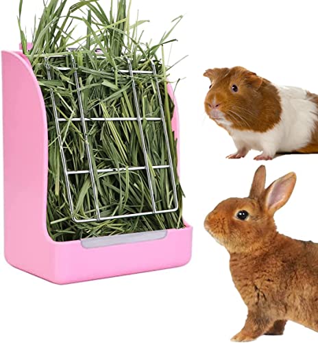 Litewoo Rabbit Hay Feeder, Small Animal Food Dispenser for Guinea Pigs | 3.54x5.7x7.09 inch, food-grade PP plastic, chew-resistant, pink, hay feeder, for rabbits/guinea pigs/chinchillas/hamsters - color: A / Pink