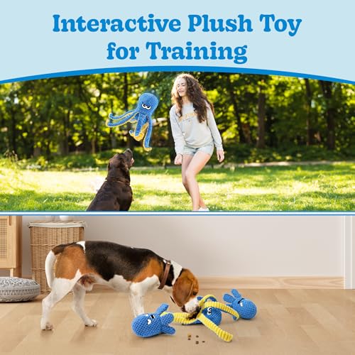 Interactive Dog Toys, 4 Pack Octopus Squeaky Hide And Seek Large Dog Toys | Tough Plush Chew Toy to Keep Them Busy, Tug of War Doggie Toy for Small,Medium and Large Breeds, Puppy Toys Puzzle - color: 4 Pack Octopus