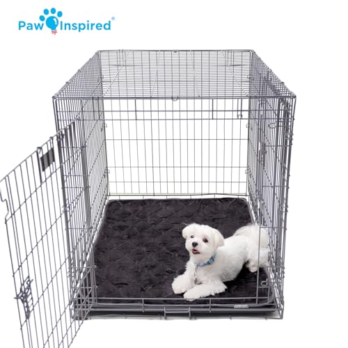 Paw Inspired Washable Padded Crate Mats for Dogs | 41” x 28” Pad, Fits 42-inch Kennels | Leakproof, Waterproof Bottom, Plush Pet Beds (Dark Brown) - color: Dark Brown, size: 42 Inch