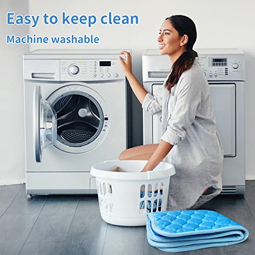 Dog Cooling Mat Non-Toxic Self Cooling Pad for Dogs Cats in Hot Summer Cool Pad Washable & Easy Clean - color: BLUE, size: Medium 27x20in