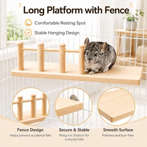 Chinchilla Ledges 7 Pcs Solid Wooden Hamster Platform Toys (Platform 7PCS) | 7pcs in one set,solid wood, stable support,chinchilla cage accessories for Rat,Gerbil,Parrot syrian hamster,Squirrel Mouse - style: Platform 7PCS