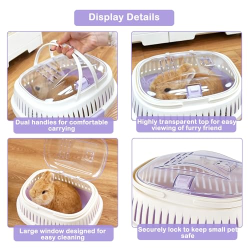 Hamster Carrier Portable Guinea Pig Carrier 13 X 11 X 8 in | Hamster Travel Cage with Ventilation Holes Outdoor Small Pet Carriers for Rat Gerbil Rabbit Hedgehog Squirrel Sugar Glider - color: Purple