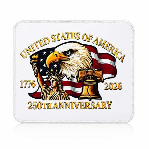 250 Anniversary Mouse Pad,Eagle and USA Flag Design - color: White