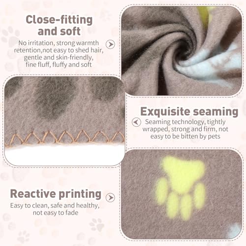 Tatuo 10 Pieces Pet Blankets with Paw Print Dog Cat Fleece Blankets Soft Warm Sleep Mat Pad Bed Cover for Kitten Puppy and Other Small Animals, 24 x 28 Inch(Cute Color) - color: Cute Color