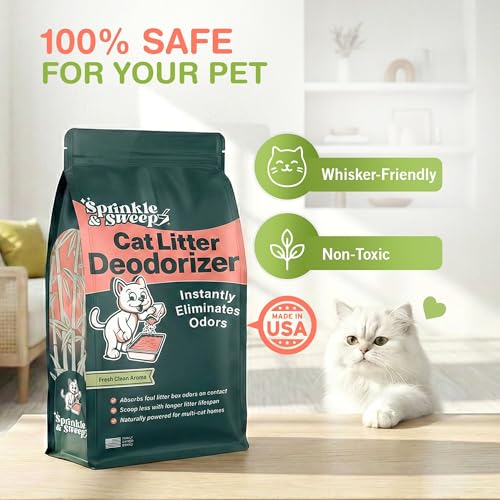 Sprinkle & Sweep: Litter Box Deodorizer Duo - 8oz Bag & Speed Sifter - Cat-Kitten Home Odor Neutralizer, Ultra-Absorbent Formula, Wood Handle Scooper - style: 1 Bag + Speed Sifter