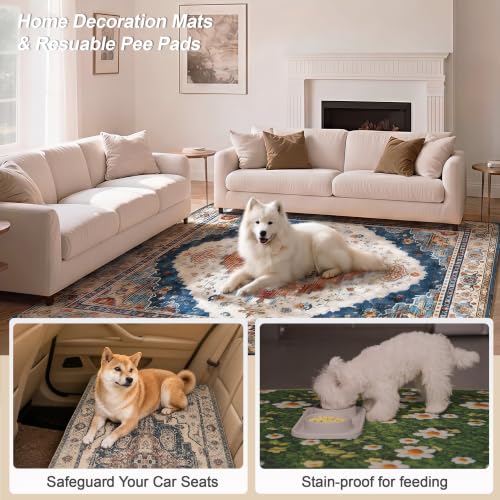 Washable Pee Pads for Dogs, Reusable Puppy Potty Training Pads, Ultra-Absorbent Thick Waterproof Leak-Proof Non-Slip Pads & Mat for Crate, Playpen, Floor, Whelping & Housebreaking , 2 Pack 18"x24" - color: Brick/Blue, size: 18" ×24"(pack of 2)