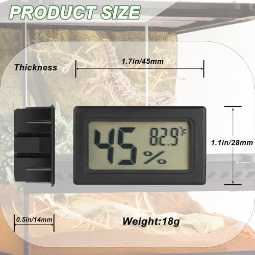 Reptile Thermometer and Humidity Gauge Digtal Terrarium Thermometer Rectangle Bearded Dragon Cage Accessories Reptile Temp and Humidity Gauge for Leopard Gecko Hermit Crab Gecko Lizard Etc 2pc - size: rectangle