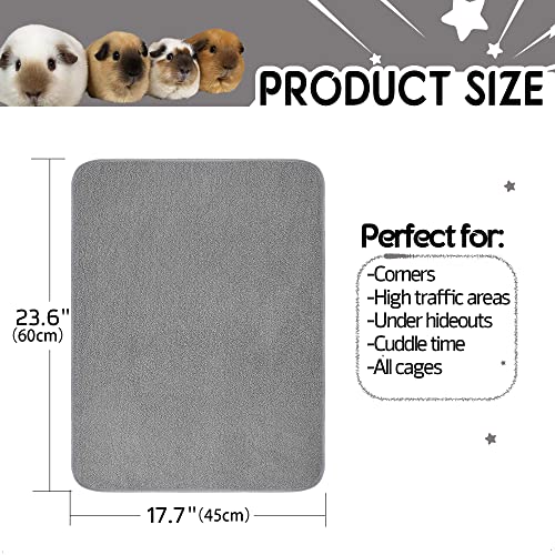 Guinea Pig Bedding, Cage Liners, Washable, Reusable & Leakproof | Premium Fleece Material, Instant Absorbent, Anti-Slip Bottom, Ideal Pee Pads for Small Animals. 17"x23", 4 Pack, Gray - size: 17"x23" (4 Pack)