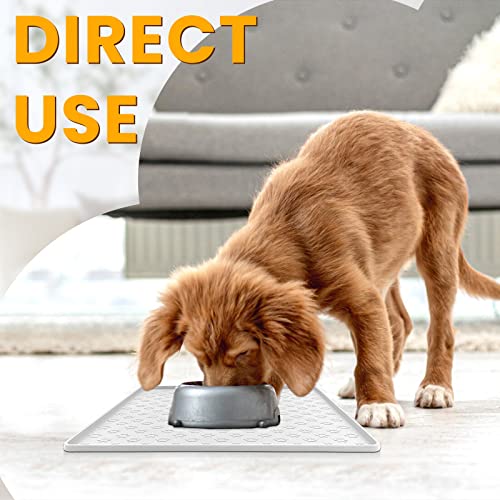 Ptlom Pet Placemat for Dog and Cat, Waterproof Silicone Pet Feeding Bowl Mats for Food and Water, Small Medium Large Dogs Mat Prevent Residues from Spilling to Floor, White, 11.8"x11.8" - color: White, size: 11.8"L x 11.8"W
