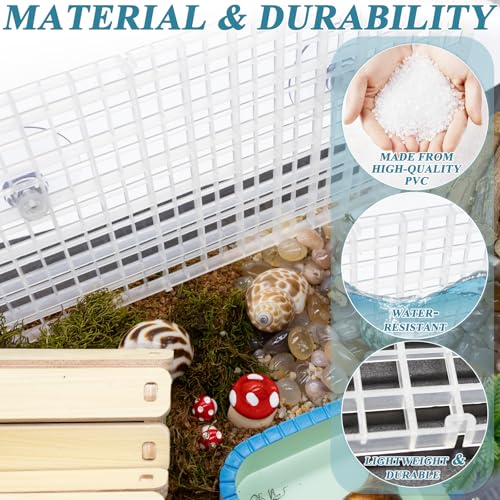 4 Pcs Hermit Crab Climbing Grids with Suction Cups Hermit Crab Climbing Toys Small Animal Cage Accessories for Hermit Crabs, Turtles, Lizards, and Tarantulas