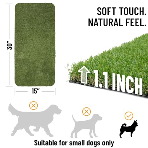 Ottomanson Artificial Grass Puppy Potty Training Pad, 15" x 30" Reusable Pee Pad for Small Pets and Dogs - color: A Grass, size: Pet - 15" x 30"