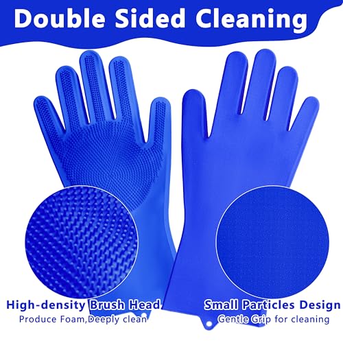 Pet Grooming Gloves—Dog Washing Gloves with High-Density Teeth | Dog Bath Scrubber with Enhanced Five Finger Design, Silicone Gloves for Dogs and Cats Bathing, Massage (Dark Blue) - color: Dark Blue